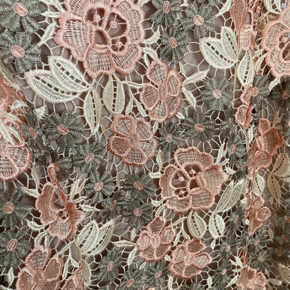 Calvin Klein Floral Embroidered Cap Sleeves Lace Sheath Dress Size 14 - Picture 3 of 11